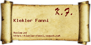 Klekler Fanni névjegykártya