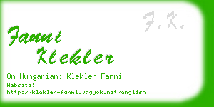fanni klekler business card